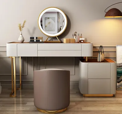 Produktbild von Stilvoller Weißer Schminktisch Mit Schubladen Designer Frisierkommode