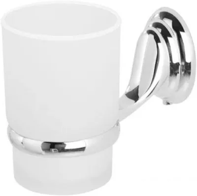 Produktbild von Zahnputzbecher-Halter verchromt mit satiniertem Glas