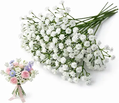 Produktbild von Künstliche Gypsophila Blumen, 10 Stück, weiß, für Heimdekoration