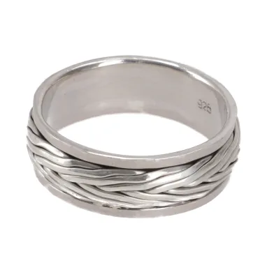 Produktbild von Silberring, Boho Style Ethno Ring, Keltisch Geflochtener Ring, Herrenring, Männerschmuck - Modell 10, Silber-Farben, SterlingSilber, Ringgröße: 70 (22,3 mm)