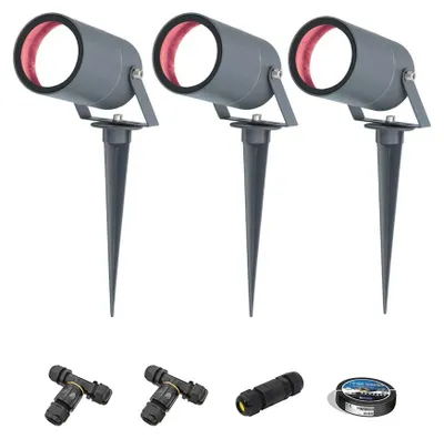 Produktbild von HOFTRONIC SMART LED Gartenstrahler 5,5W 400lm RGBWW IP65 Anthrazit 3er Set