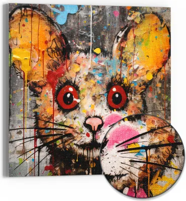 Produktbild von DEQOART Hybrid Leinwand Bild 50x50 cm 'Bunte Katzenperspektive' Wandbild Glas flach modern