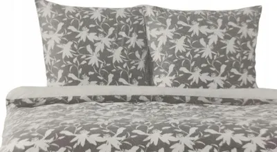 Image de Smukee Parure de lit Microfibre 220x200cm Fleurs Double Face Gris