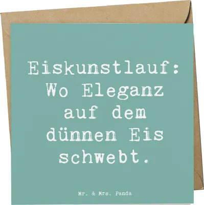 Produktbild von Mr. & Mrs. Panda Klappkarte Spruch Eiskunstlauf Eleganz - Meeresbrise - Geschenk, Glückwunschkarte, Sportler Geschenke, Akrobatik, anlasskarte, faltkarte, Grußkarte