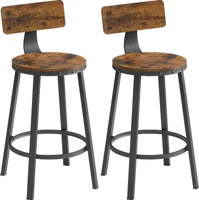Produktbild von VASAGLE Barhocker, 2er Set, Barstühle, Küchenstühle, mit Rückenlehne
