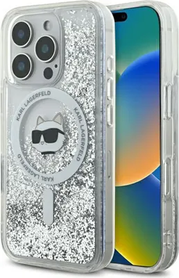 Produktbild von Karl Lagerfeld KLHMP16XLGCHSGH iPhone 16 Pro Max 6.9" hardcase transparent Liquid Glitter Choupette Head Magsafe Schutzhülle