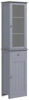 Produktbild von Badezimmerschrank mit Acryltš¹r, 2 Einlegeb?den und 1 Schublade, MDF, Grau