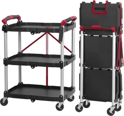 Produktbild von Famanu Servierwagen mit Rollen - 3 Etagen, bis 150 kg belastbar, ideal für Küche und Büro