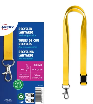 Image de AVERY 4842Y AVERY ruban textile / lanyard, en rPET, 440 x 15 mm, jaune