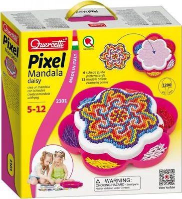 Produktbild von Quercetti Pixel Art Mandala Mosaik rosa 1200 Pins kreatives Spielzeug