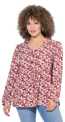 Productafbeelding van Ulla Popken damesblouse, met strikdetail, rode kleur, maat 50-52 (EU)