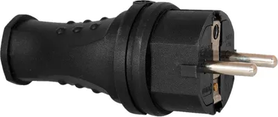 Produktbild von Gummistecker IP44 Uni- Schuko 16A 230V Gummi Stecker Schwarz Schukostecker