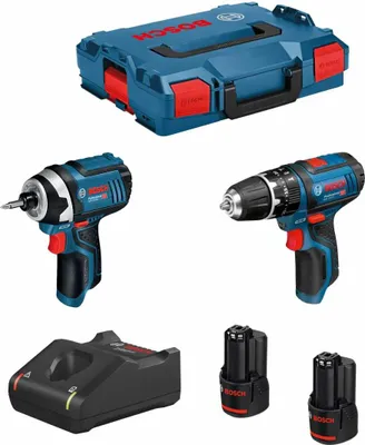 Produktbild von BOSCH Kit 12V B12GSBGDR2bat3a-40 (GSB 12V-15 + GDR 12V-10 + 2 x 3,0 Ah + GAL12V-40 + L-Boxx 102)
