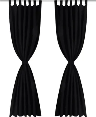 Produktbild von vidaXL Vorhänge Gardinen aus Satin 2-teilig  140 x 225 cm Schwarz