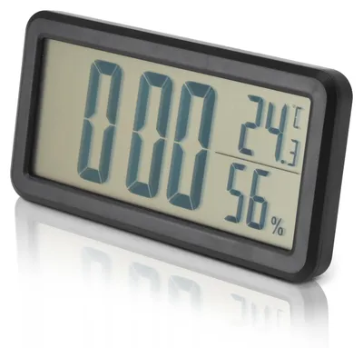 Digitalwecker, großes LCD, Temperatur, Luftfeuchtigkeit, schwarz