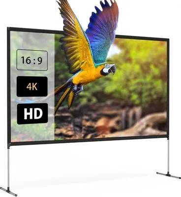 Zdjęcie produktu dla 100-calowy ekran projekcyjny z solidną podstawą, rozdzielczość 4K, 16:9, składany, bez zagnieceń, łatwy montaż, ekran filmowy na zewnątrz