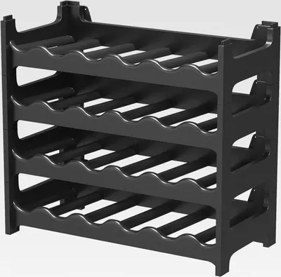 Produktbild von Weinregal stapelbar Kunststoff für 24 Flaschen, stabiles Flaschenregal in Gastronomie-Qualität, modular erweiterbar, Schwarz
