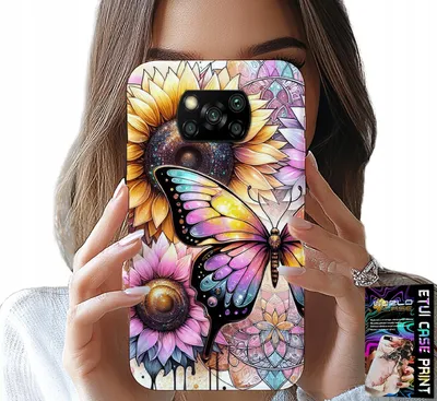 Produktbild von Hülle für Xiaomi Poco X3 – Sonnenblume mit Schmetterling, Schutzhülle + Schutzfolie