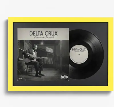 Immagine prodotto di K-Möbel Cornice per Dischi Giallo 40x60cm con passepartout nero -  Germany - Cornice in vero legno per il disco vinile
