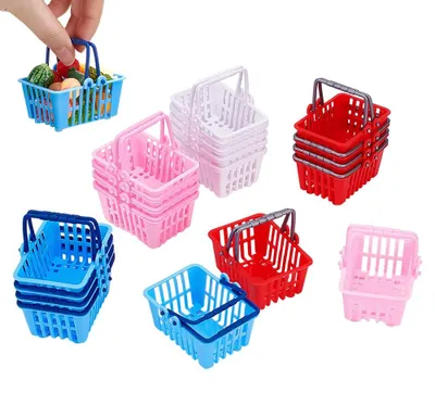 Image de Petit panier d'achat - Avec poignées - Pour le commerce de détail et la décoration - 20 pièces - 4 couleurs