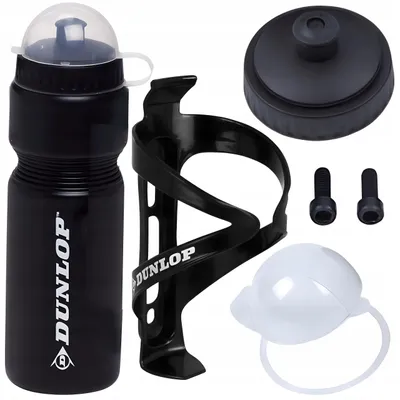 Zdjęcie produktu dla Dunlop bidon rowerowy 750ml - Zestaw z uchwytem i śrubami - Wytrzymały i lekki koszyk na bidon do rowerów MTB, trekkingowych i miejskich