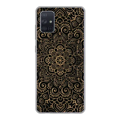 Produktbild von MuchoWow® Handyhülle Schutzhülle Hülle für Samsung Galaxy A71 Goldenes Muster auf schwarzem Hintergrund Silikon Softcase Handy Hülle - Kartenbesitzer
