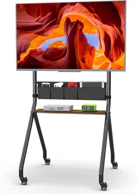 Productafbeelding van Rollende tv - Standaard met opbergzakken Anti - Collision esthetisch ontwerp Mobiele tv - Wagen voor 32-75 inch LCD - LED - OLED platte