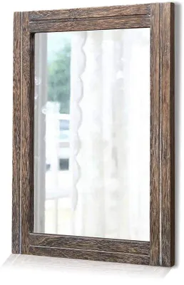 Image de Miroir mural rectangulaire avec cadre en bois pour chambre, salle de bains, salon et entrée