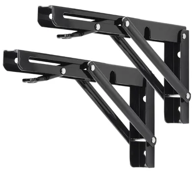 Image de Supports de fixation pour étagères, pliables, noirs, 250 mm, lot de 2, robustes, capacité de charge de 150 kg