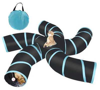 Produktbild von Katzentunnel 5-Wege faltbar für Innen & Außen, Polyester, Schwarz, Ø 25 cm