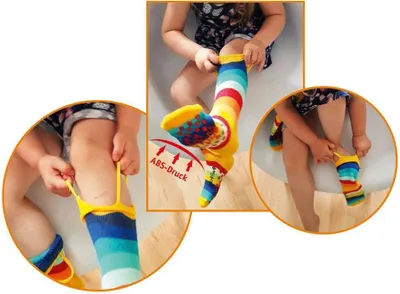 Produktbild von 2 Paar Thermo ABS Henkel Socken Socken Kinder Mädchen Junge Vollfrottee Regenbogenfarben  19/24