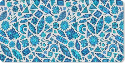 Produktbild von MuchoWow® Schreibtischunterlage Blau - Muster - Federn - Mond 80x40 cm - XXL Mauspad - Gaming Mauspad