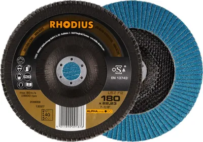 Produktbild von RHODIUS ALPHAline LSZ F2 Fächerschleifscheibe 180 x 22,23 mm K40 10 Stk