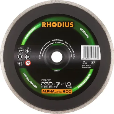 Zdjęcie produktu dla Rhodius 303054 DG50 Diamond cutting disc Diameter 125 mm Bore diameter 22.23 mm Tiles, Ceramic 1 pc(s)