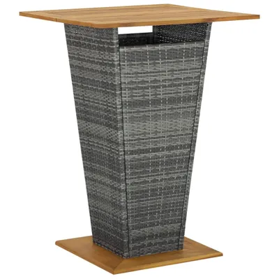 Image de vidaXL Table de bar Gris 80x80x110 cm Poly rotin et bois massif Acacia
