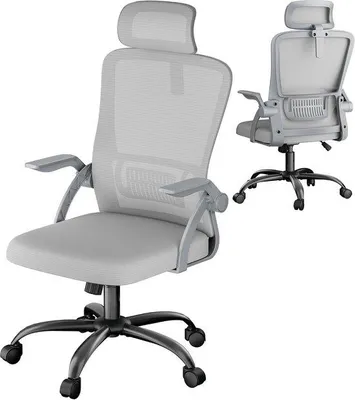 Produktbild von Ergonomischer Bürostuhl – verstellbare Kopfstütze, Lendenwirbelstütze und Armlehnen