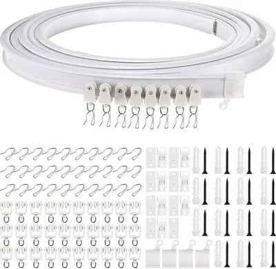 Produktbild von Deckenvorhangschiene 5 m, Flexibel, Biegbar, Mit Zubehör, Weiß