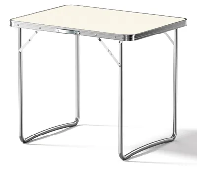 Produktbild von Wiltec Campingtisch klappbar 80x60cm mit weißer Tischplatte aus MDF und Aluminium Rahmen Klapptisch Alu Falttisch Camping Garten Balkon Outdoor Camping Tisch faltbar