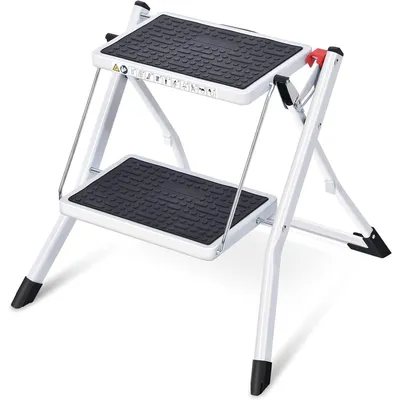 Immagine prodotto di Sgabello pieghevole, colore bianco, acciaio, capacità di carico: 150 kg