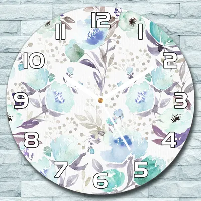 Produktbild von Wanduhr aus Glas Rund fi 30 Gartenblumen Vintage Quarz Deko Schlafzimmer Büro