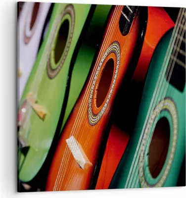 Produktbild von Bild auf Leinwand - Leinwandbild - Gitarre Musik Instrument - 50x50cm - Wand Bild - Wanddeko - Leinwanddruck - Bilder - Kunstdruck - Wanddekoration - Leinwand bilder - Wandkunst - AC50x50-2113