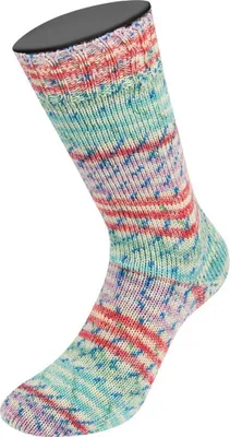 Produktbild von Lana Grossa - Landlust die Sockenwolle 6-F 150g 928 türkis mintgrün blau ecru rosa gestreift gesprenkelt