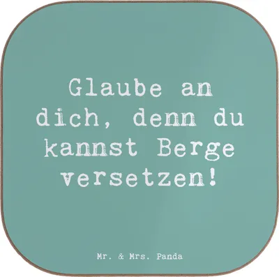 Produktbild von Mr. & Mrs. Panda Tischuntersetzer Spruch Selbstvertrauen stärken - Meeresbrise - Geschenk, Trost, wertvoll sein, innere Stärke, Vertrauen, Motivationsschub, Coaster