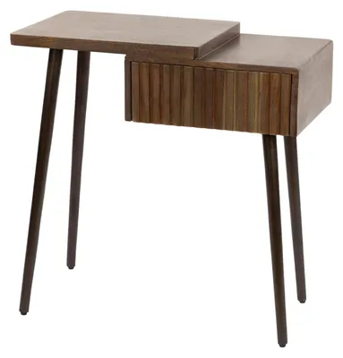 Zdjęcie produktu dla FURNLUX Szafka nocna Akacja i brąz Rzeźbiona 60 cm / Główny kolor: brązowy / Wymiary: 60 x 61 x 30 cm