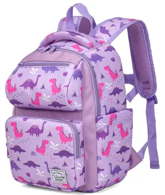 Image de Sac à dos pour enfant, 7 litres, couleur lilas, motif dinosaure, résistant à l'eau, pour les enfants de 2 à 4 ans