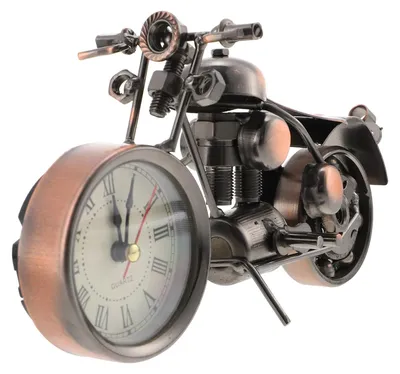 Motorrad-Tischuhr, Vintage, Metall, große Ziffern, Dekoration