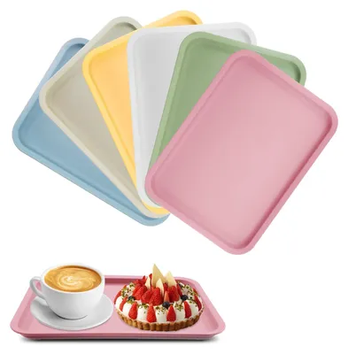 6er Set rechteckige Kunststoff-Tabletts, 24,8 x 17,8 cm, bunt