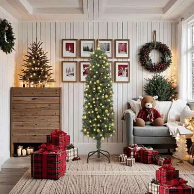 Productafbeelding van Kunstkerstboom met 300 LED-lampjes, inclusief voet, groen, 180 cm