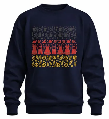 Produktbild von Bayern Tracht Dirndl Trachtenshirt Wiesn München Sweatshirt Pullover, Navy, S