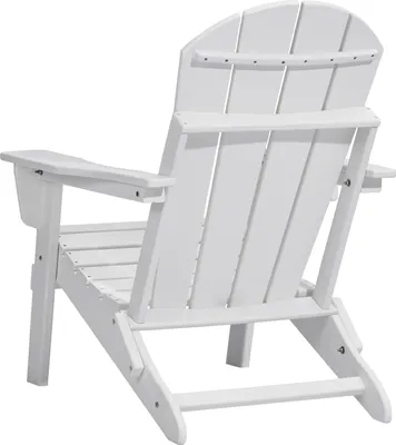 Zdjęcie produktu dla SucceBuy Zestaw 2 krzeseł Adirondack, plastikowe składane krzesła zewnętrzne, krzesła tarasowe na każdą pogodę z uchwytem na kubek, ergonomiczny podłokietnik relaksacyjny do ogrodu, ogród, biały